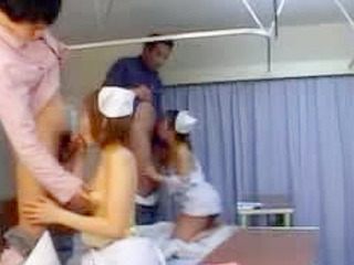 Crazy Asian gang bang with hot nurses and patients
